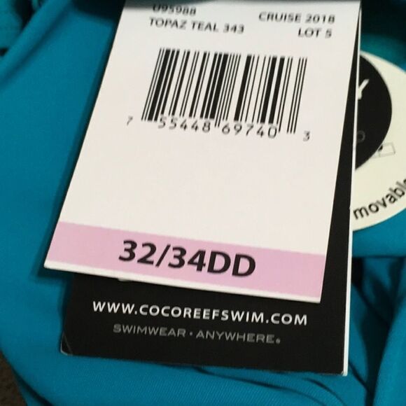 COCO REEF 5-way Bra Sized teal bikini top.… - Picture 12 of 12